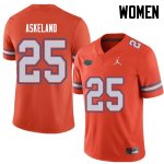 Women's Florida Gators #25 Erik Askeland NCAA Jordan Brand Orange Authentic Stitched College Football Jersey PZT5562EX